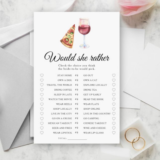 Pizza and Wine Bridal shower Would she rather (Creator Uploaded)