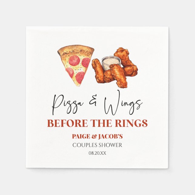 Pizza and Wings Before The Rings Couples Shower Napkin (Front)