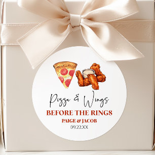 Pizza and Wings Before The Wings Rehearsal Dinner Classic Round Sticker