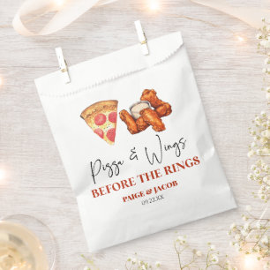 Pizza and Wings Before The Wings Rehearsal Dinner Favour Bags