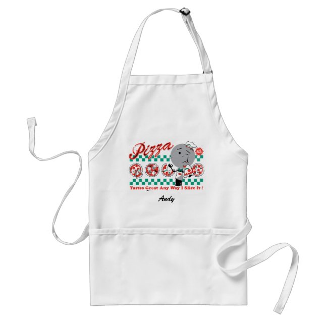 Pizza Any Way I Slice It Retro Apron (CUSTOMIZED) (Front)