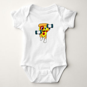 Pizza at Fitness with Dumbbells Baby Bodysuit