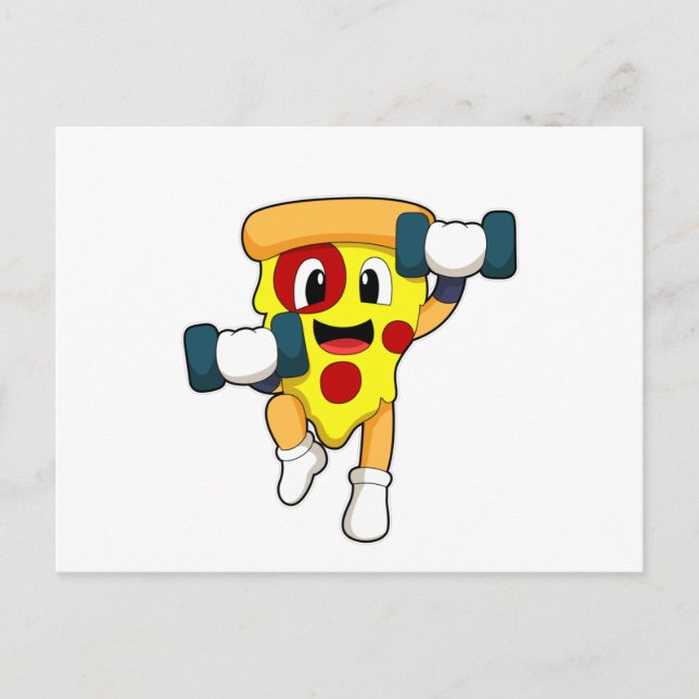 Pizza at Fitness with Dumbbells Postcard (Front)