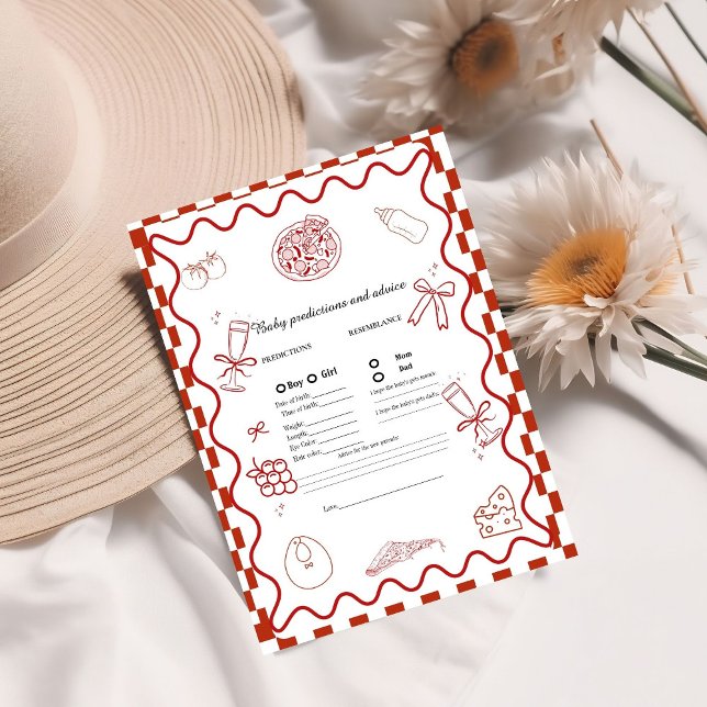 Pizza baby prediction Baby Shower game Card (Creator Uploaded)