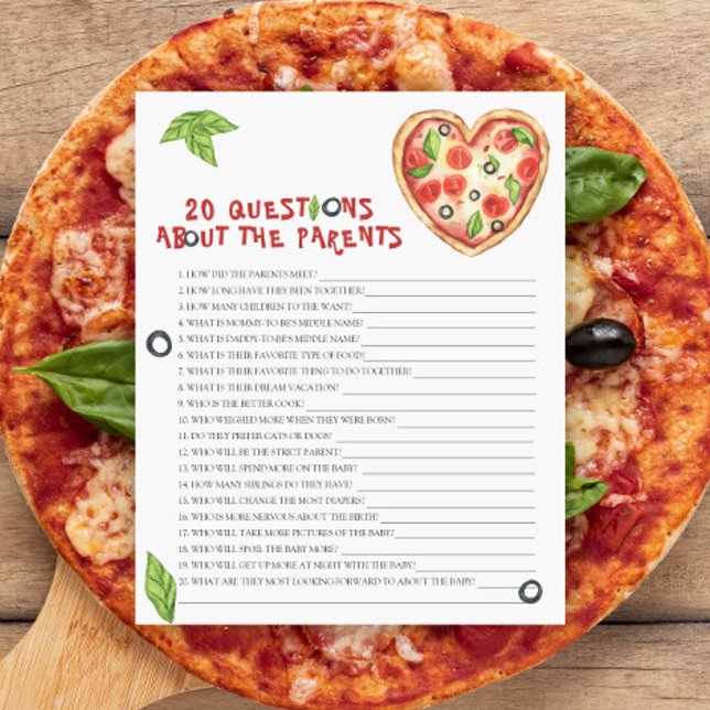 Pizza baby shower 20 questions about the parents (Creator Uploaded)