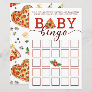 Pizza Baby Shower Bingo Game Card   Party Activity