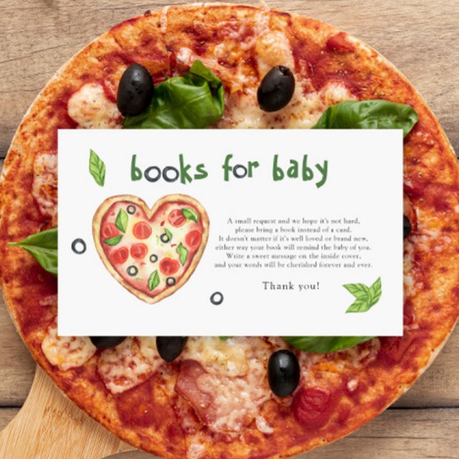 pizza baby shower - books for baby ticket enclosure card (Creator Uploaded)