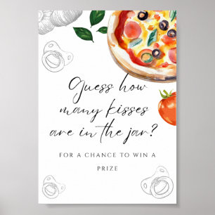 Pizza Baby Shower Guess the Kisses Sign Poster