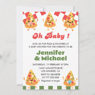 Pizza Baby Shower Invitation Oh Baby Pacifier