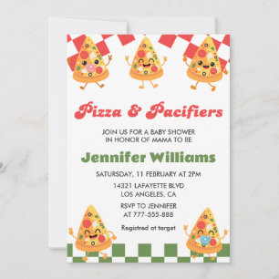 Pizza Baby Shower Invitations Pizza and Pacifiers