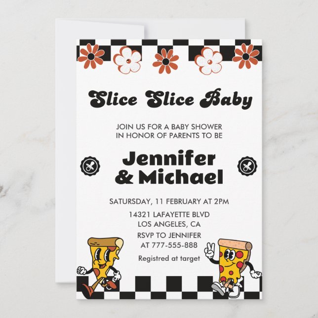 Pizza Baby Shower Invitations Slice Slice Baby (Front)