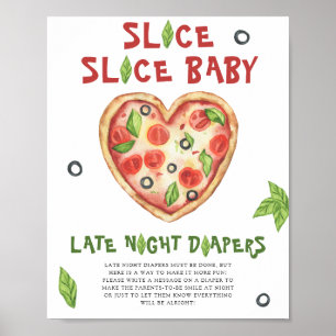 Pizza baby shower - late night diapers poster