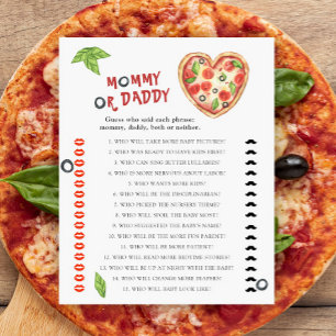 Pizza baby shower - mummy or daddy game