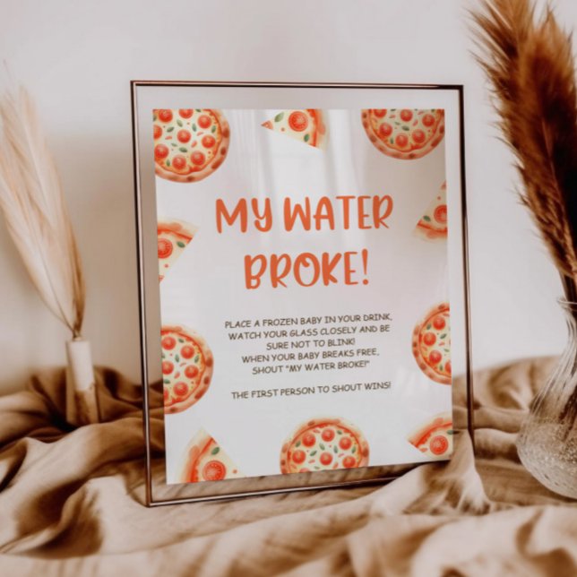 Pizza Baby Shower My Water Broke Game Sign (Creator Uploaded)