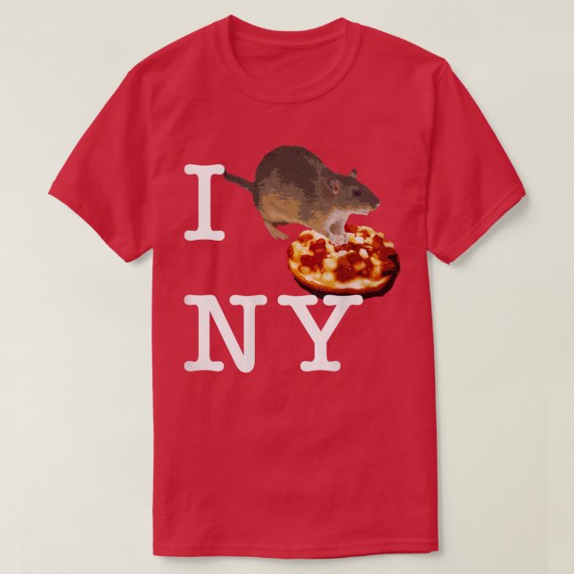 Pizza Bagel Rat I Love New York Ny Funny 14342978 T-Shirt (Design Front)
