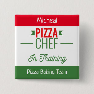 Pizza baking team- personalized 15 cm square badge