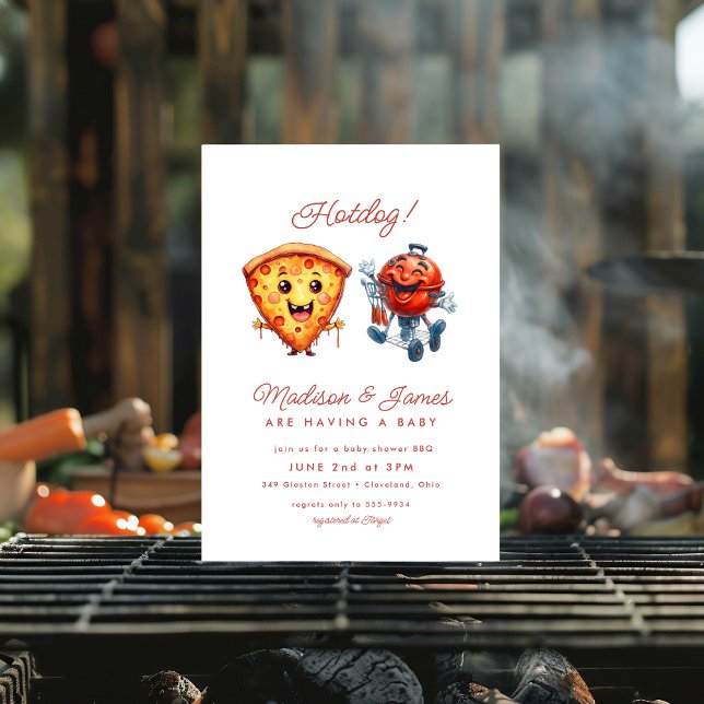 pizza bbq sauce baby shower invitation (Creator Uploaded)