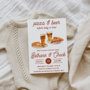 Pizza & Beer Before Baby is Here! Baby Shower Invitation