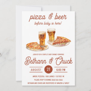 Pizza & Beer Before Baby is Here! Baby Shower Invitation