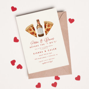 Pizza & Beer Casual Couples Wedding Bridal Shower Invitation