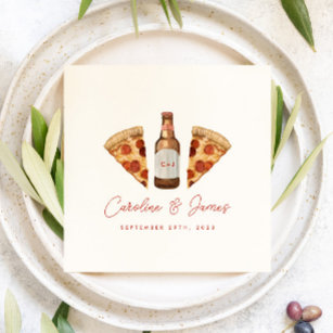 Pizza & Beer Casual Couples Wedding Bridal Shower Napkin