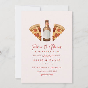 Pizza & Beer Diapers Casual Couples Baby Shower Invitation