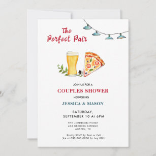 Pizza & Beer Perfect Pair Couples Shower  Invitation