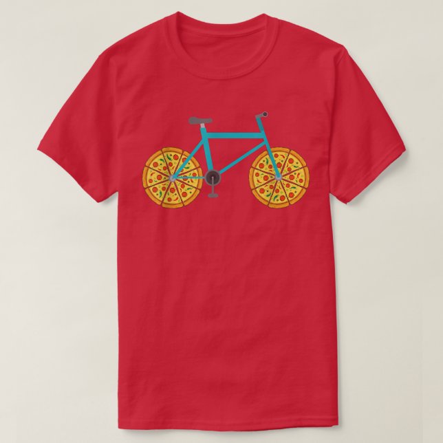 Pizza Bike Wheels Funny Cycling Food T-Shirt (Design Front)