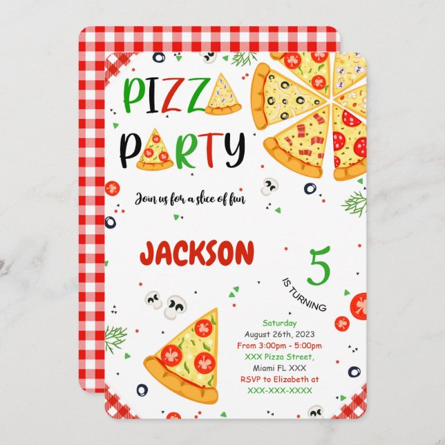 Pizza Birthday invitation (Front/Back)