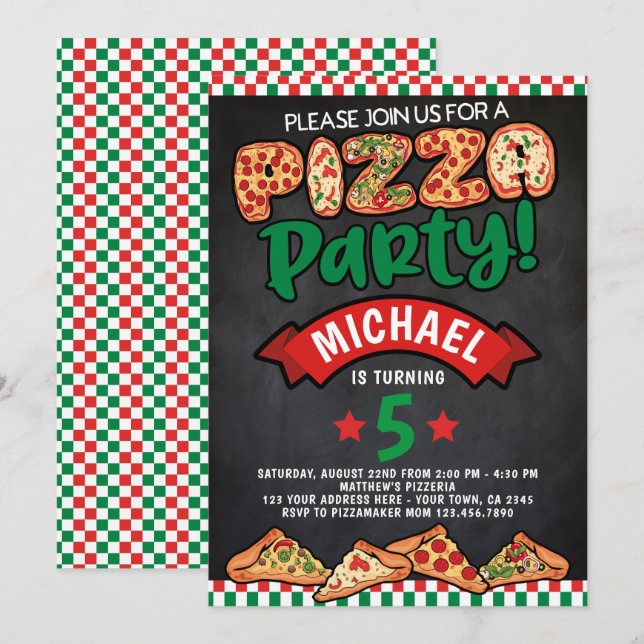 Pizza Birthday Invitation (Front/Back)