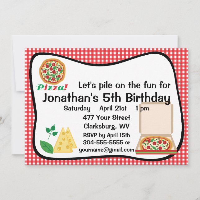 Pizza Birthday Party Invitation (Front)