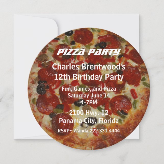 Pizza Birthday Party Invitation (Front)
