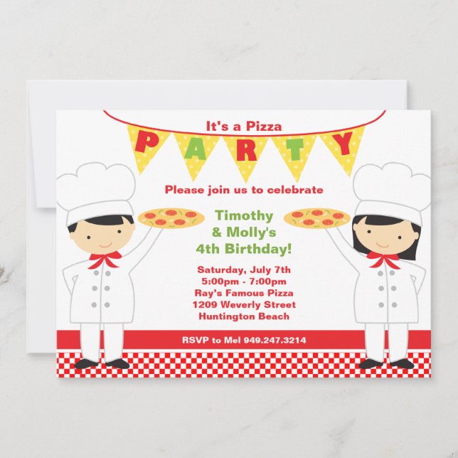 Pizza Birthday Party Invitation (Front)
