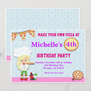 Pizza Birthday Party Invitation, Pizza Invite