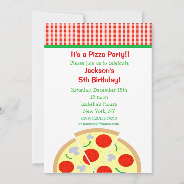 Pizza Birthday Party Invitations (Front)