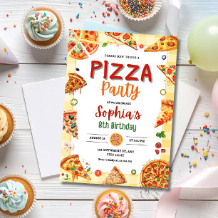 Pizza Birthday Party Kids Pizza Theme Birthday Invitation
