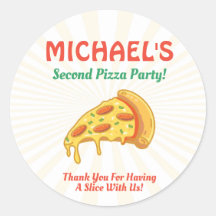 Pizza Birthday Party Label Sticker