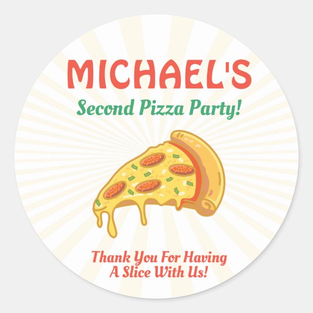 Pizza Birthday Party Label Sticker (Front)