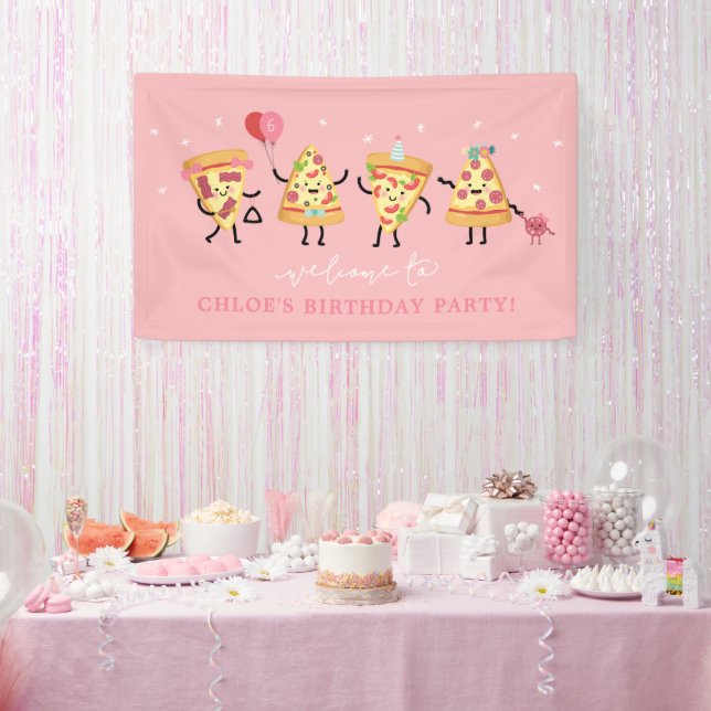 Pizza Birthday Party, Modern Cute Pizza Slices Banner (Party)