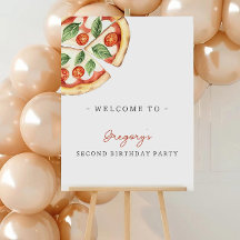Pizza Birthday Party Welcome Poster