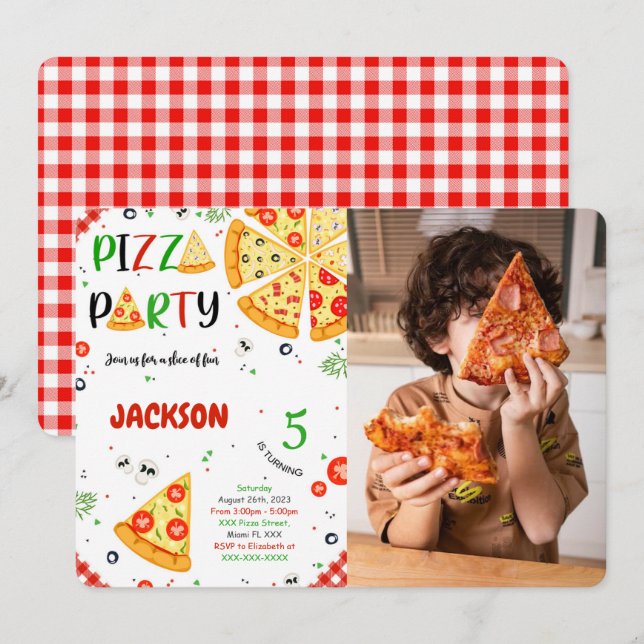 Pizza Birthday Photo invitation (Front/Back)