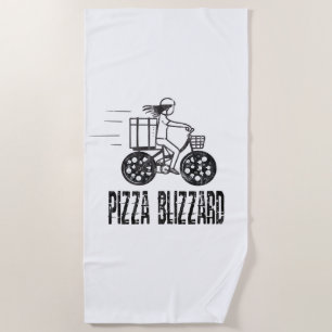 Pizza Blizzard Bike Courier Driver Beach Towel