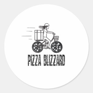 Pizza Blizzard Bike Courier Driver Classic Round Sticker