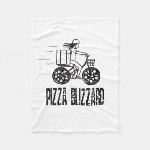Pizza Blizzard Bike Courier Driver Fleece Blanket