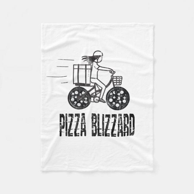 Pizza Blizzard Bike Courier Driver Fleece Blanket (Front)