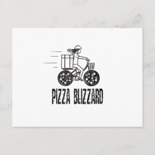 Pizza Blizzard Bike Courier Driver Postcard
