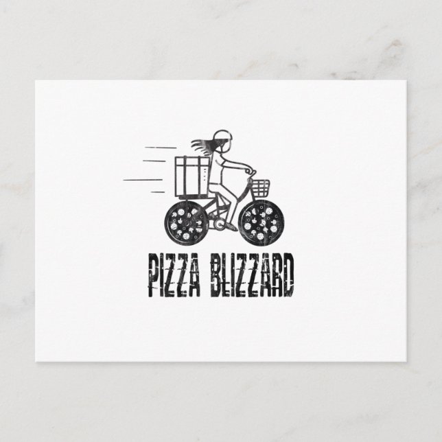 Pizza Blizzard Bike Courier Driver Postcard (Front)