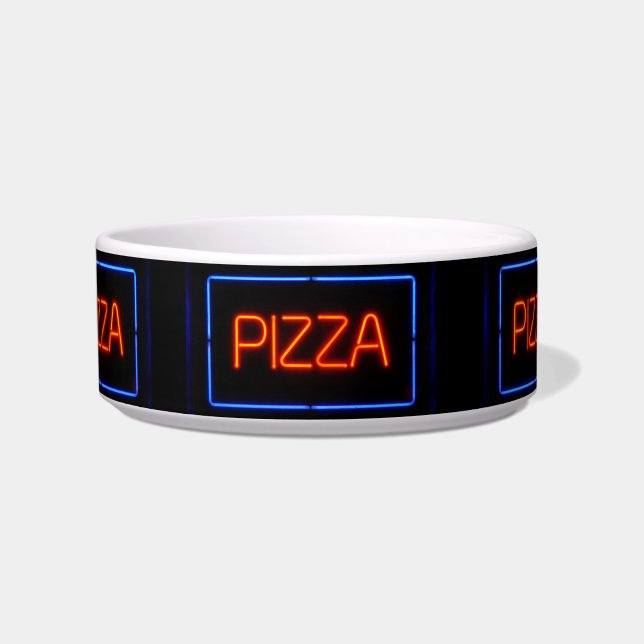 PIZZA Blue & Red Neon Sign Bowl (Front)