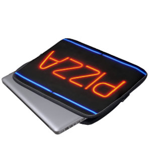 PIZZA Blue & Red Neon Sign Laptop Sleeve
