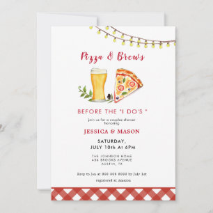Pizza & Brew Casual Couples Shower  Invitation